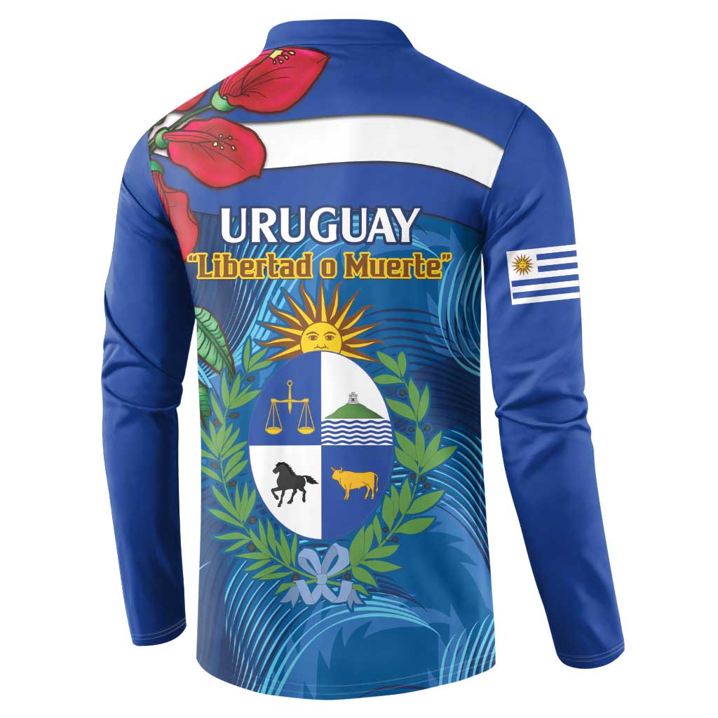 Uruguay Independence Day Button Sweatshirt 25 De Agosto Coat Of Arms With Ceibo - Wonder Print Shop