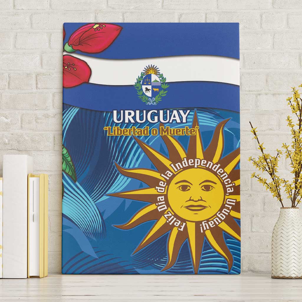 Uruguay Independence Day Canvas Wall Art 25 De Agosto Coat Of Arms With Ceibo - Wonder Print Shop