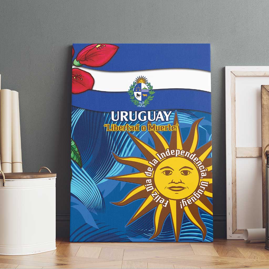 Uruguay Independence Day Canvas Wall Art 25 De Agosto Coat Of Arms With Ceibo - Wonder Print Shop