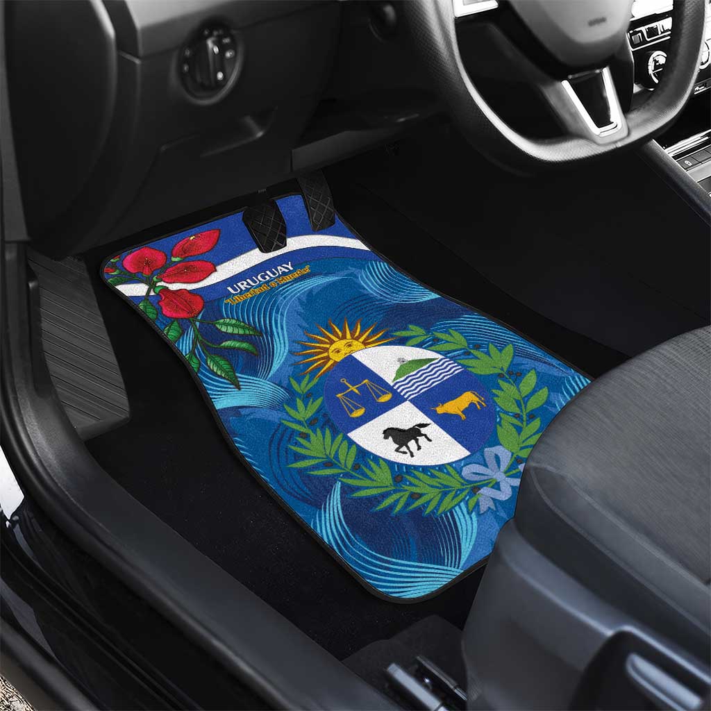 Uruguay Independence Day Car Mats 25 De Agosto Coat Of Arms With Ceibo - Wonder Print Shop