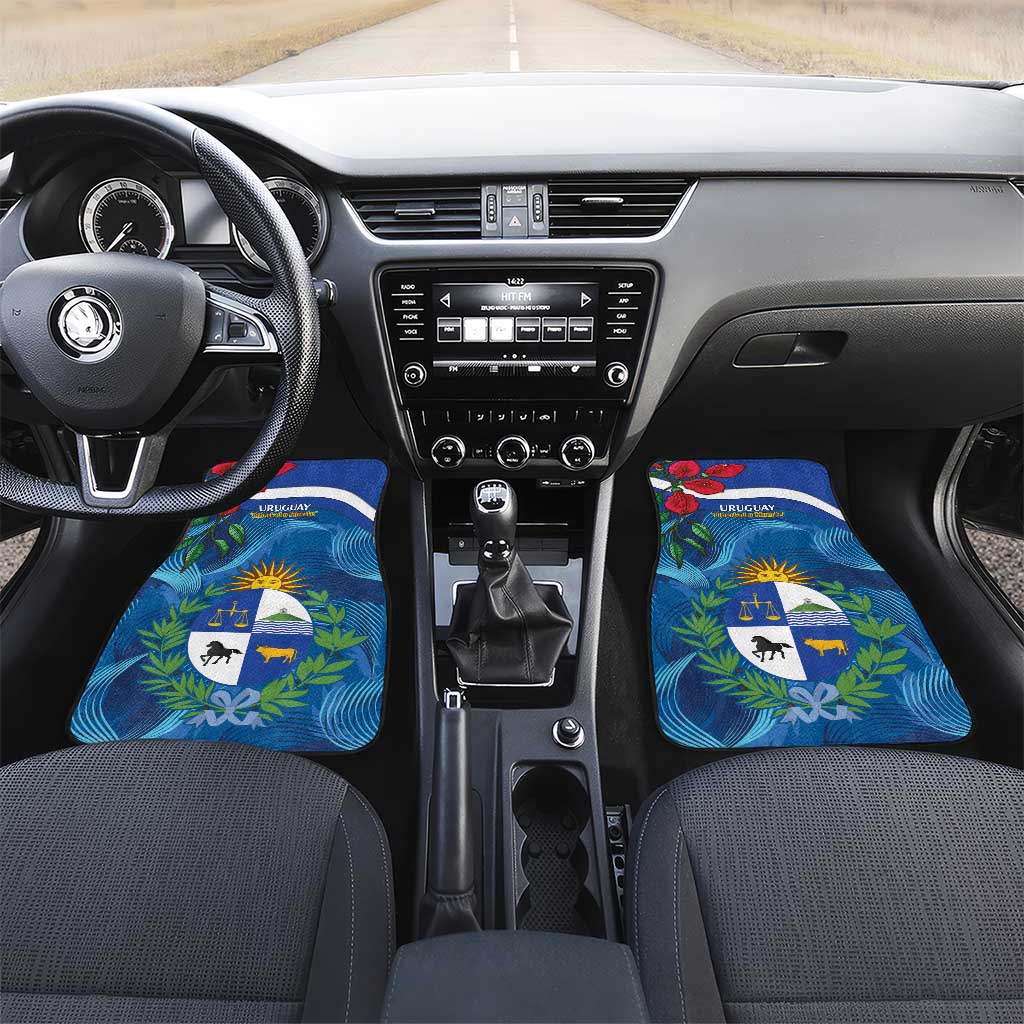 Uruguay Independence Day Car Mats 25 De Agosto Coat Of Arms With Ceibo - Wonder Print Shop