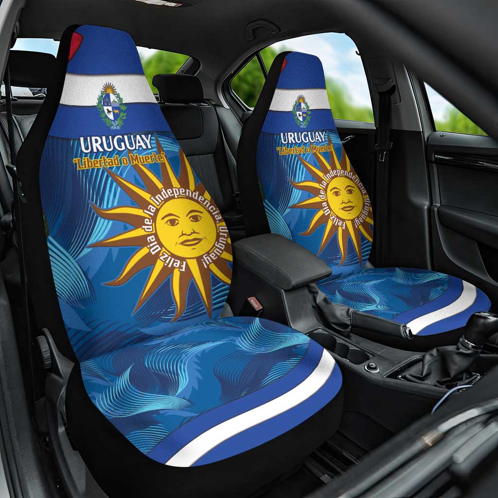 Uruguay Independence Day Car Seat Cover 25 De Agosto Coat Of Arms With Ceibo - Wonder Print Shop