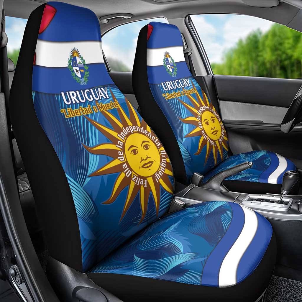 Uruguay Independence Day Car Seat Cover 25 De Agosto Coat Of Arms With Ceibo - Wonder Print Shop