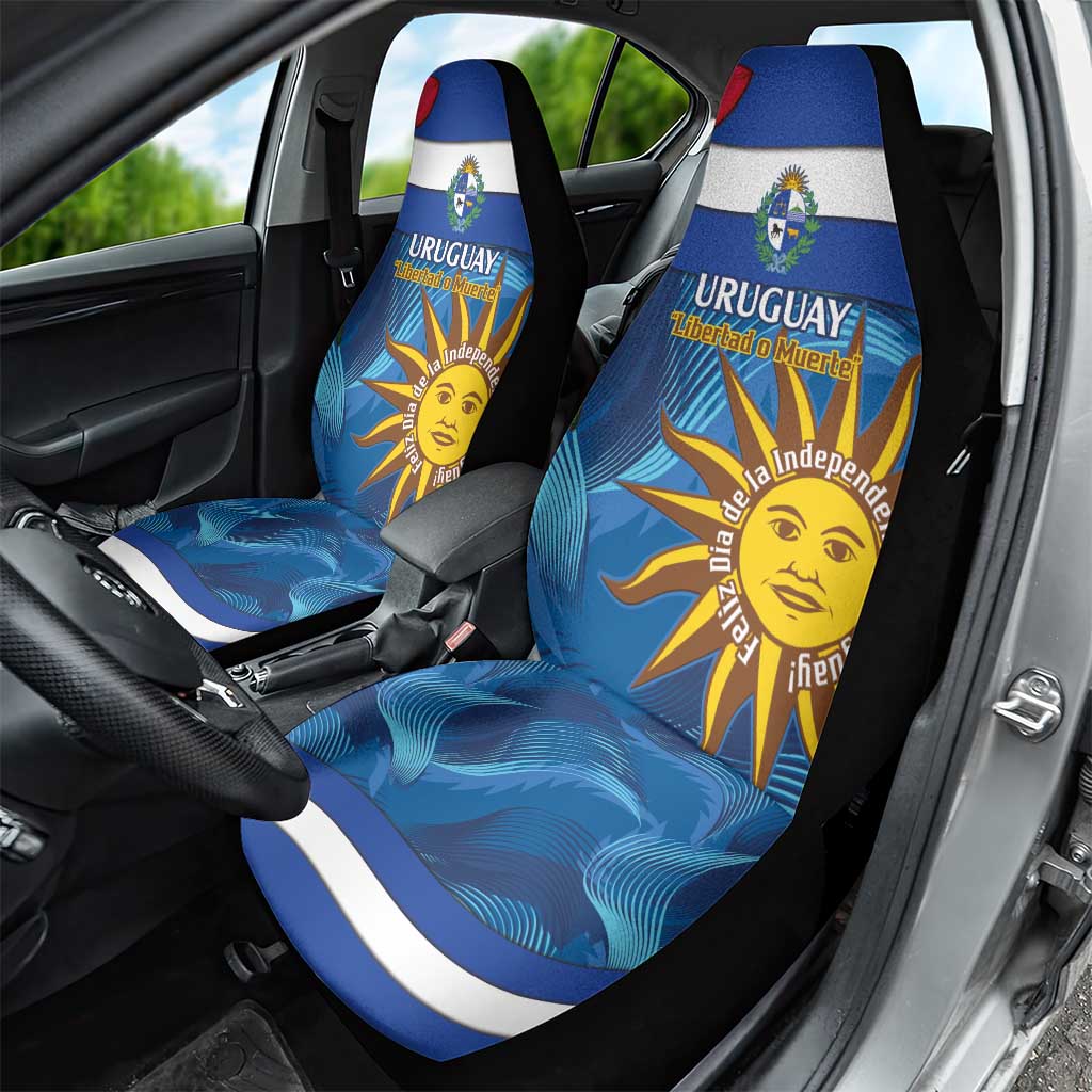 Uruguay Independence Day Car Seat Cover 25 De Agosto Coat Of Arms With Ceibo - Wonder Print Shop
