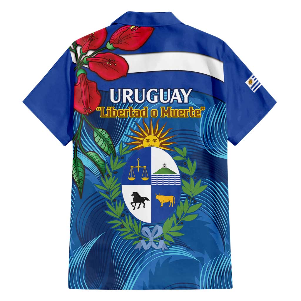 Uruguay Independence Day Family Matching Long Sleeve Bodycon Dress and Hawaiian Shirt 25 De Agosto Coat Of Arms With Ceibo - Wonder Print Shop