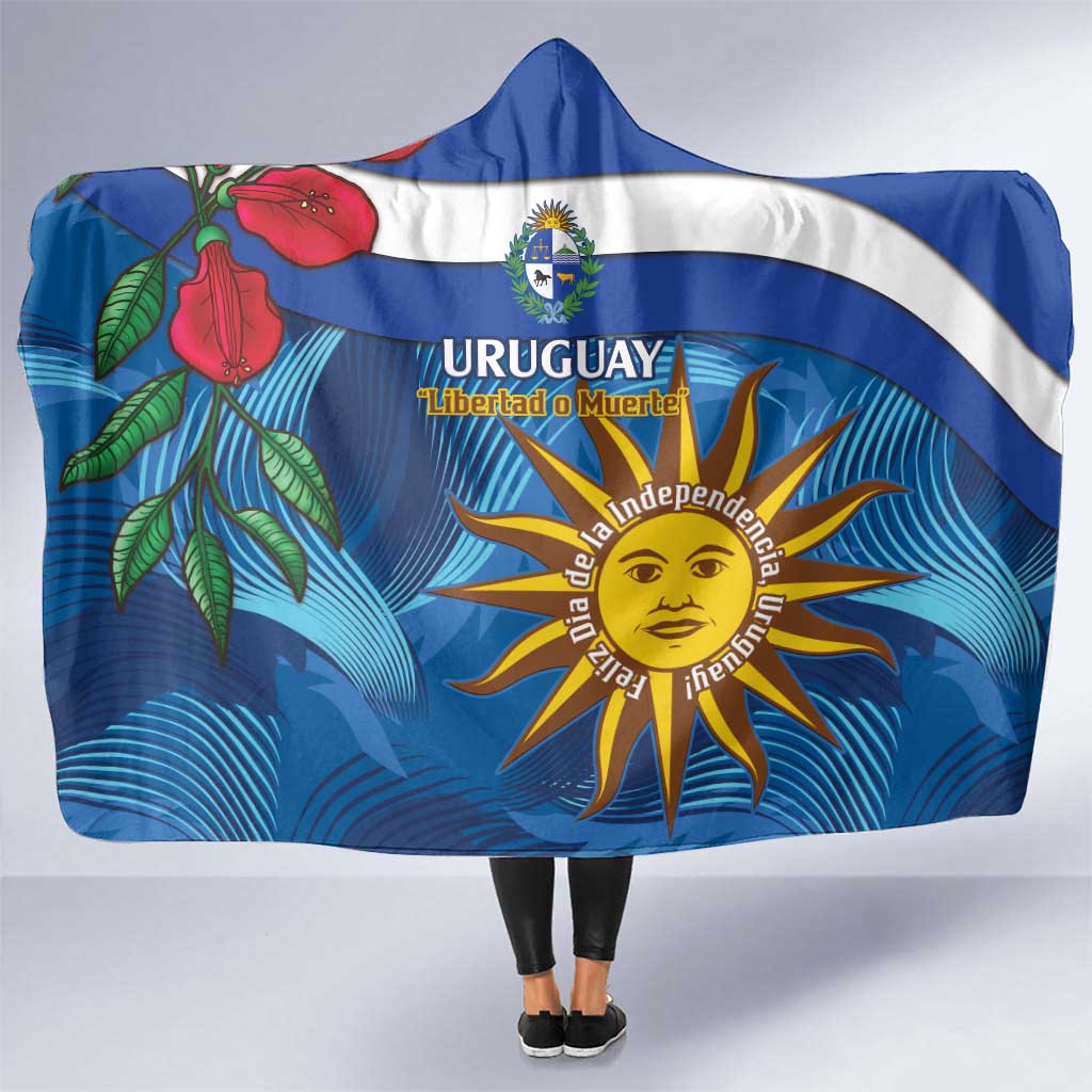 Uruguay Independence Day Hooded Blanket 25 De Agosto Coat Of Arms With Ceibo