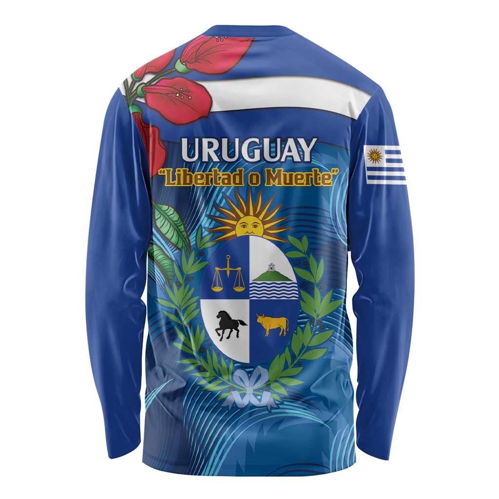 Uruguay Independence Day Long Sleeve Shirt 25 De Agosto Coat Of Arms With Ceibo - Wonder Print Shop