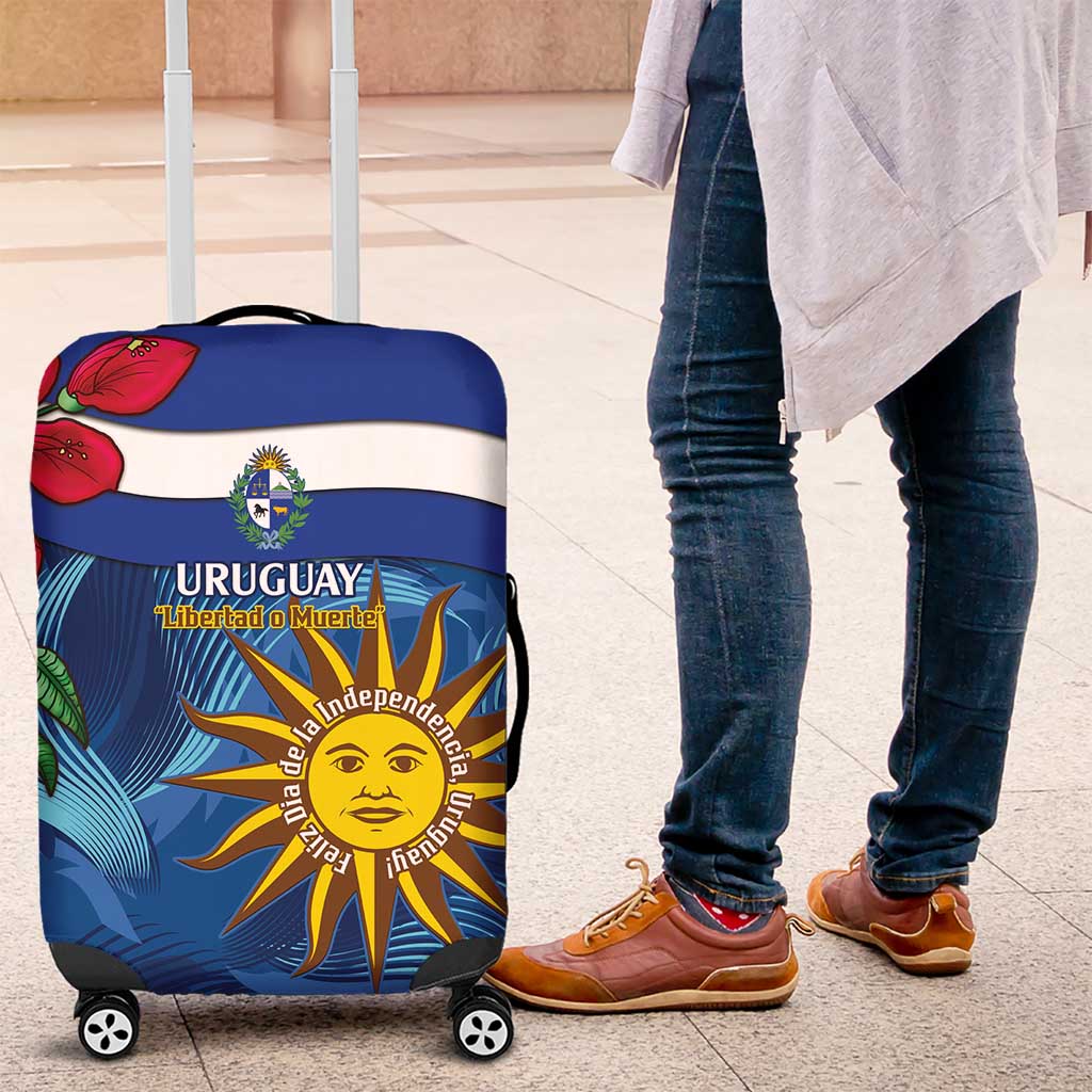 Uruguay Independence Day Luggage Cover 25 De Agosto Coat Of Arms With Ceibo - Wonder Print Shop