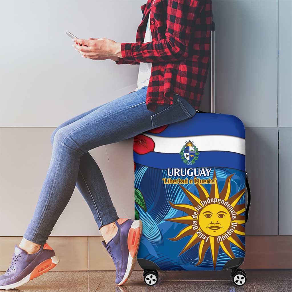 Uruguay Independence Day Luggage Cover 25 De Agosto Coat Of Arms With Ceibo - Wonder Print Shop