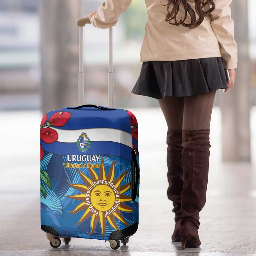 Uruguay Independence Day Luggage Cover 25 De Agosto Coat Of Arms With Ceibo - Wonder Print Shop