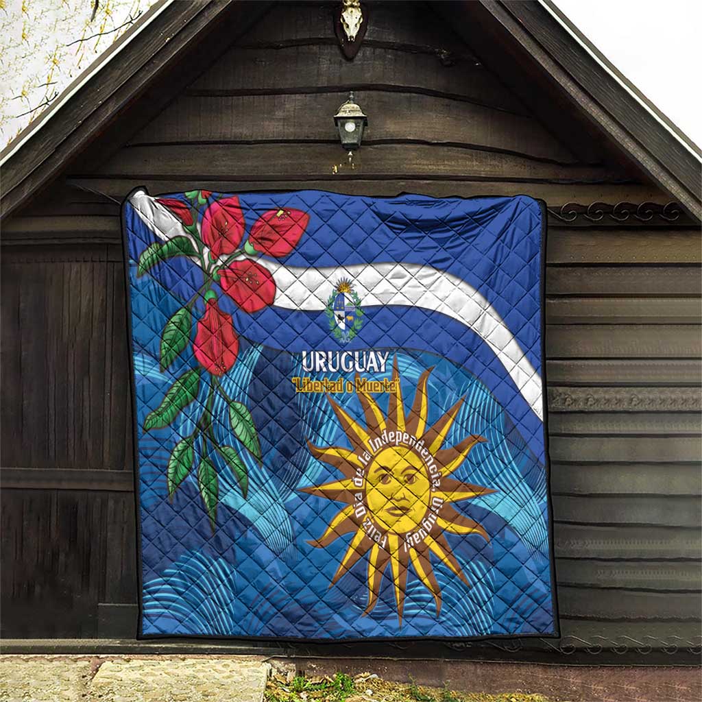 Uruguay Independence Day Quilt 25 De Agosto Coat Of Arms With Ceibo - Wonder Print Shop