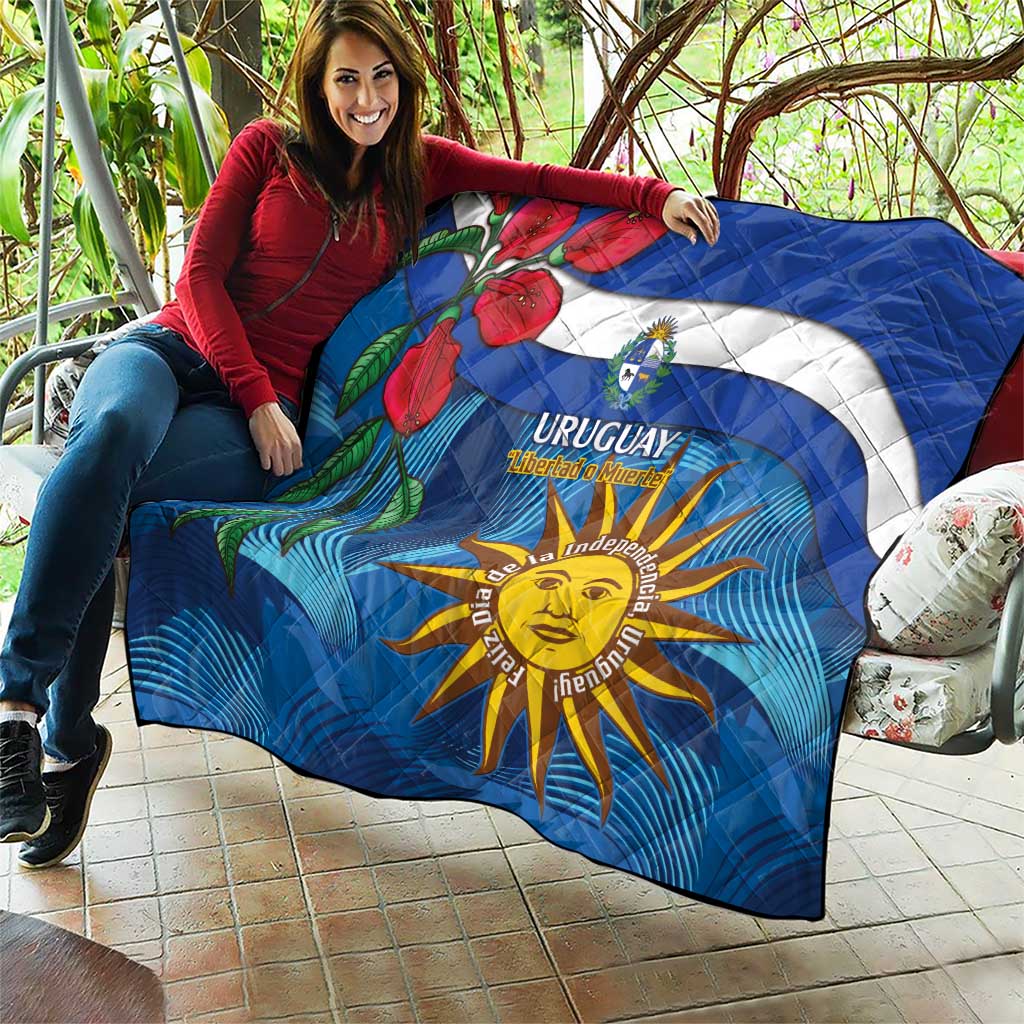 Uruguay Independence Day Quilt 25 De Agosto Coat Of Arms With Ceibo - Wonder Print Shop