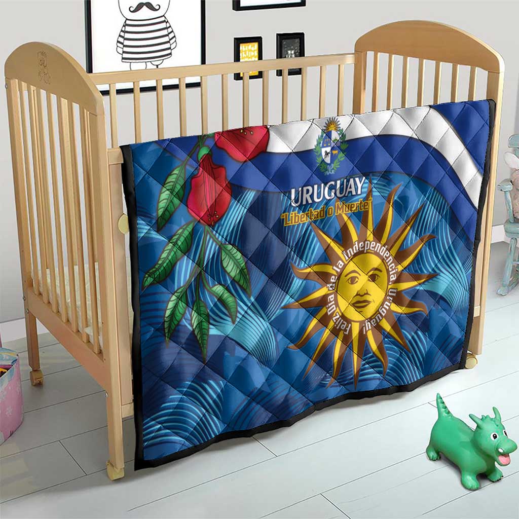 Uruguay Independence Day Quilt 25 De Agosto Coat Of Arms With Ceibo - Wonder Print Shop