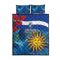 Uruguay Independence Day Quilt Bed Set 25 De Agosto Coat Of Arms With Ceibo - Wonder Print Shop