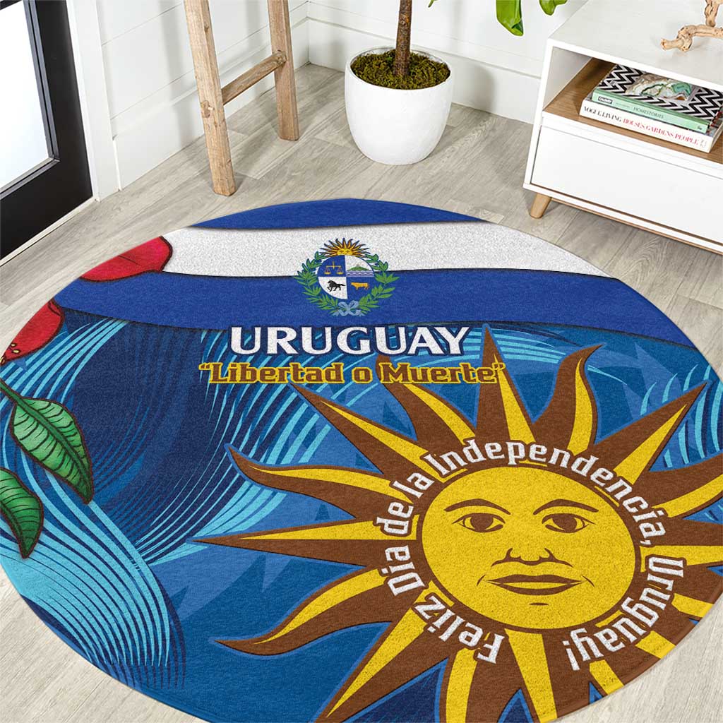 Uruguay Independence Day Round Carpet 25 De Agosto Coat Of Arms With Ceibo