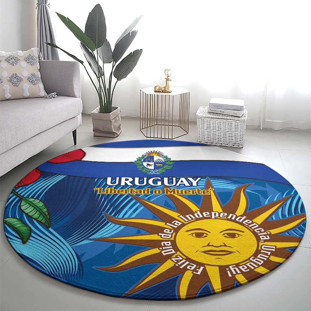 Uruguay Independence Day Round Carpet 25 De Agosto Coat Of Arms With Ceibo