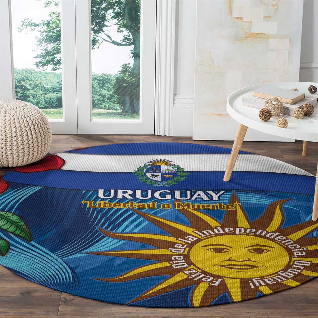 Uruguay Independence Day Round Carpet 25 De Agosto Coat Of Arms With Ceibo