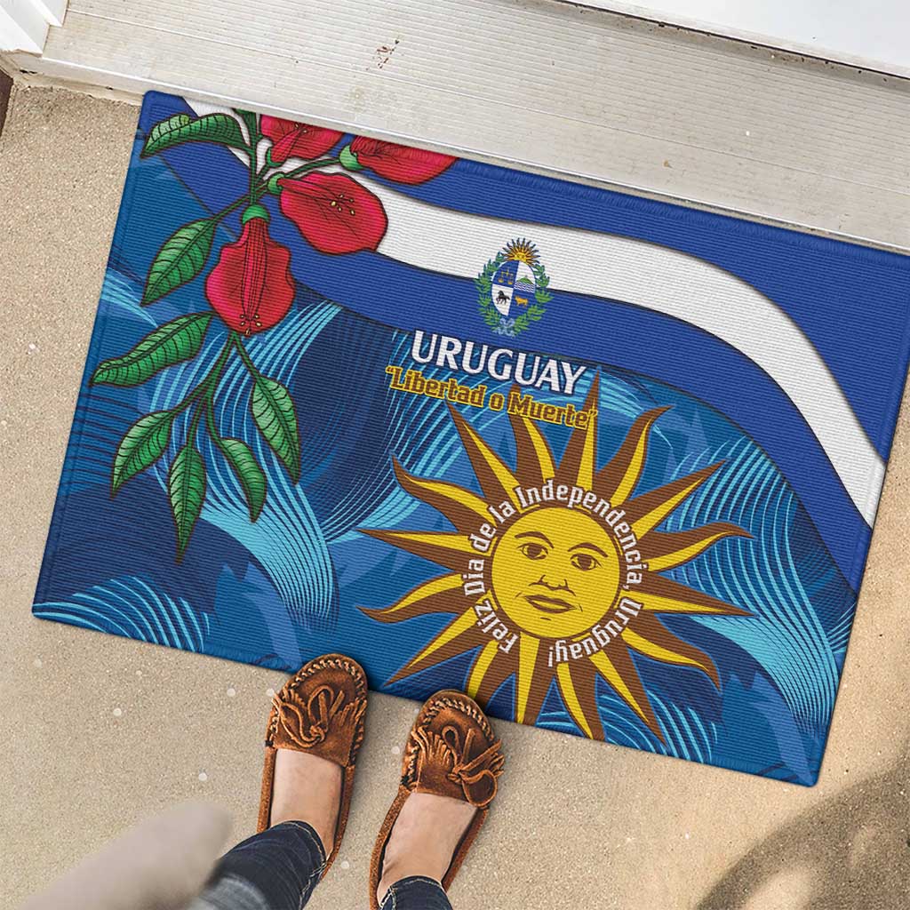 Uruguay Independence Day Rubber Doormat 25 De Agosto Coat Of Arms With Ceibo - Wonder Print Shop