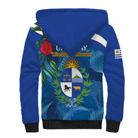 Uruguay Independence Day Sherpa Hoodie 25 De Agosto Coat Of Arms With Ceibo - Wonder Print Shop