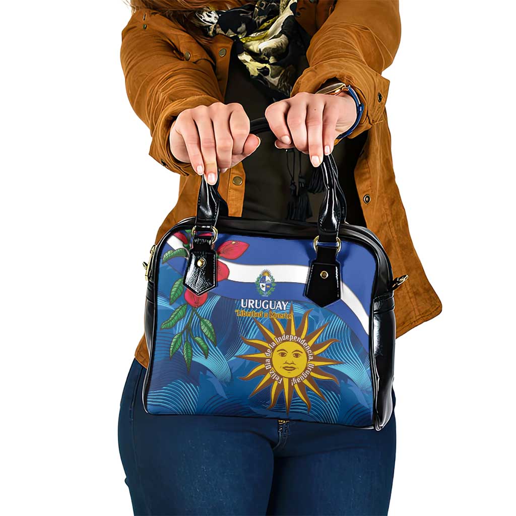 Uruguay Independence Day Shoulder Handbag 25 De Agosto Coat Of Arms With Ceibo