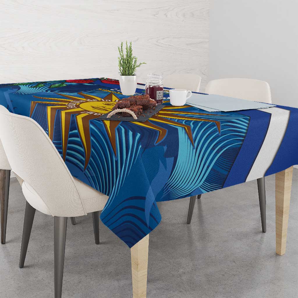 Uruguay Independence Day Tablecloth 25 De Agosto Coat Of Arms With Ceibo - Wonder Print Shop