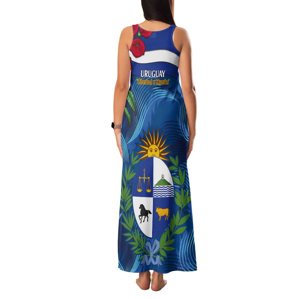Uruguay Independence Day Tank Maxi Dress 25 De Agosto Coat Of Arms With Ceibo - Wonder Print Shop