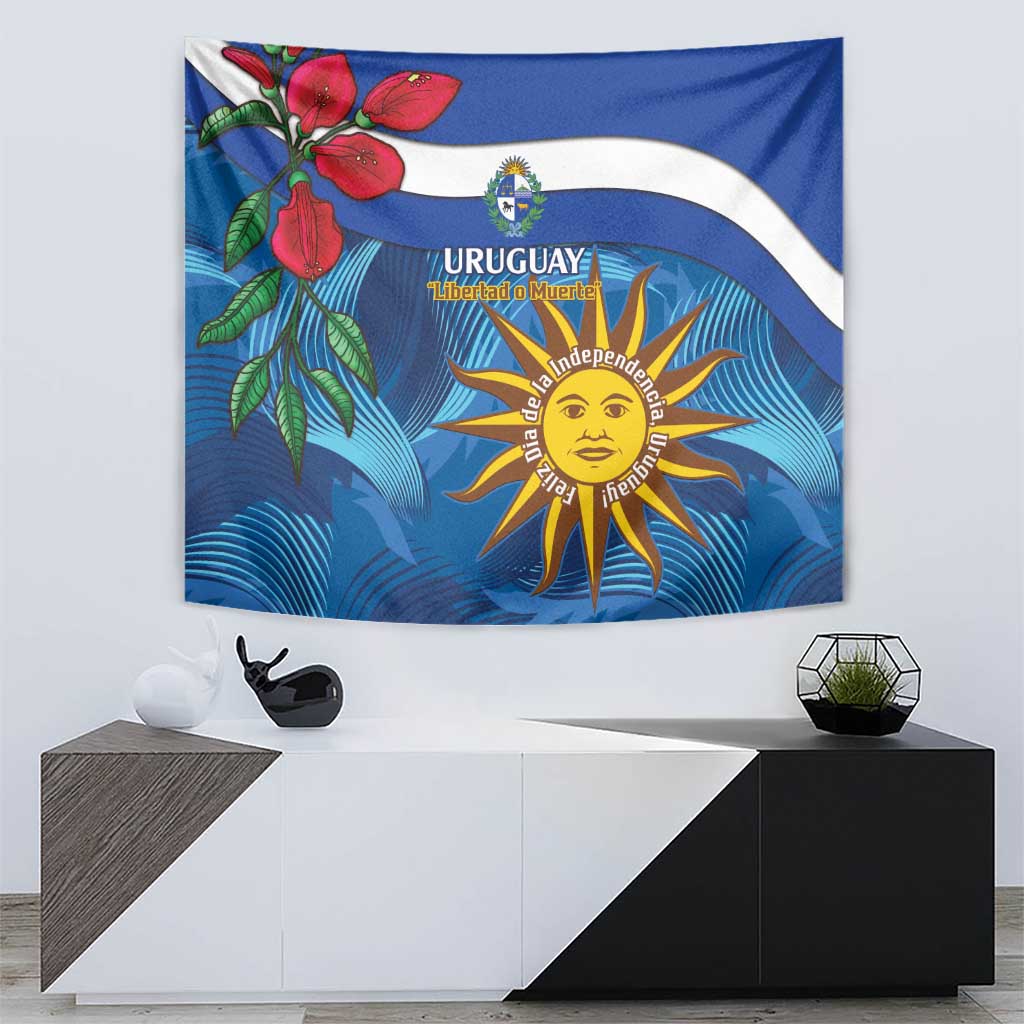 Uruguay Independence Day Tapestry 25 De Agosto Coat Of Arms With Ceibo - Wonder Print Shop