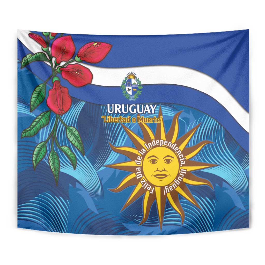 Uruguay Independence Day Tapestry 25 De Agosto Coat Of Arms With Ceibo - Wonder Print Shop