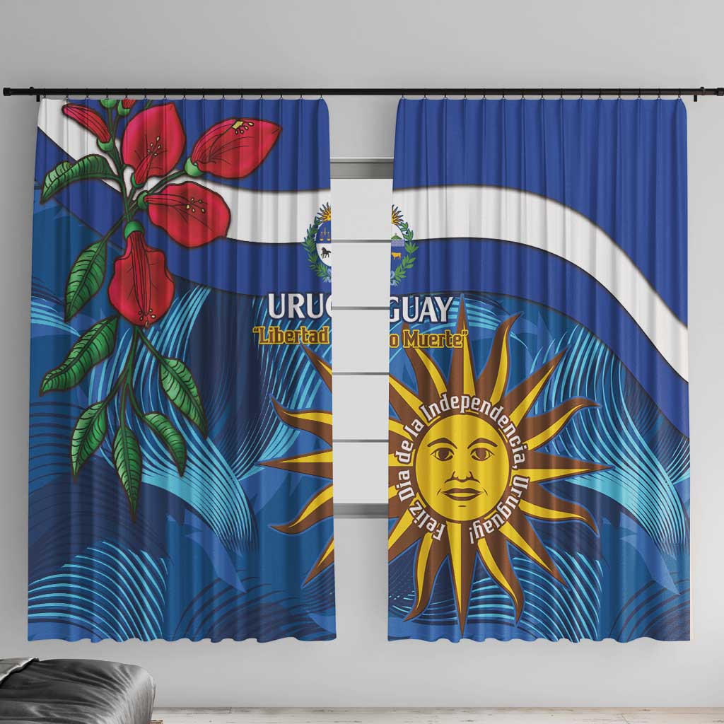 Uruguay Independence Day Window Curtain 25 De Agosto Coat Of Arms With Ceibo - Wonder Print Shop