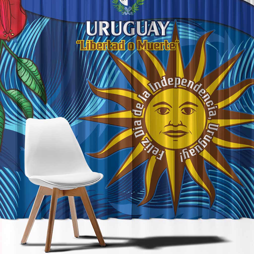Uruguay Independence Day Window Curtain 25 De Agosto Coat Of Arms With Ceibo - Wonder Print Shop
