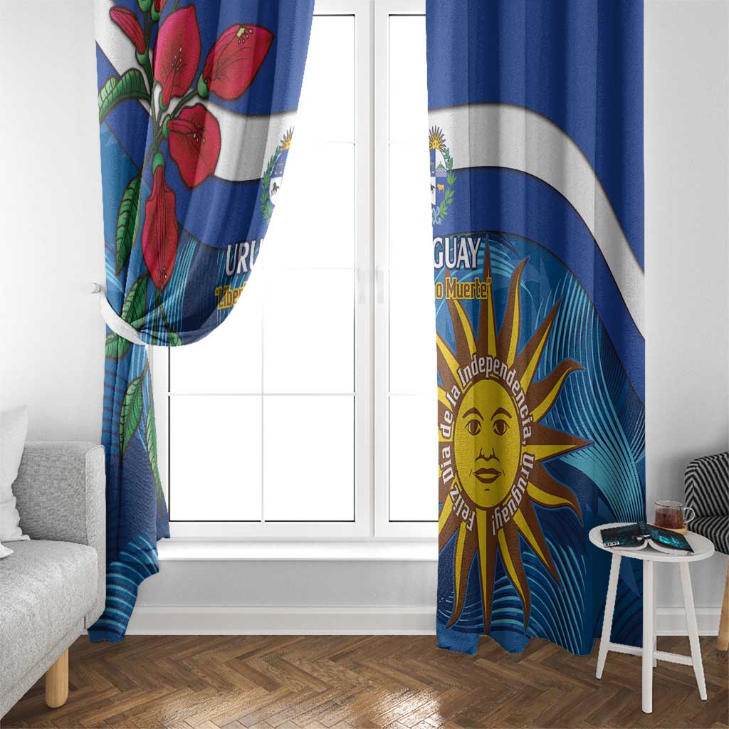Uruguay Independence Day Window Curtain 25 De Agosto Coat Of Arms With Ceibo - Wonder Print Shop