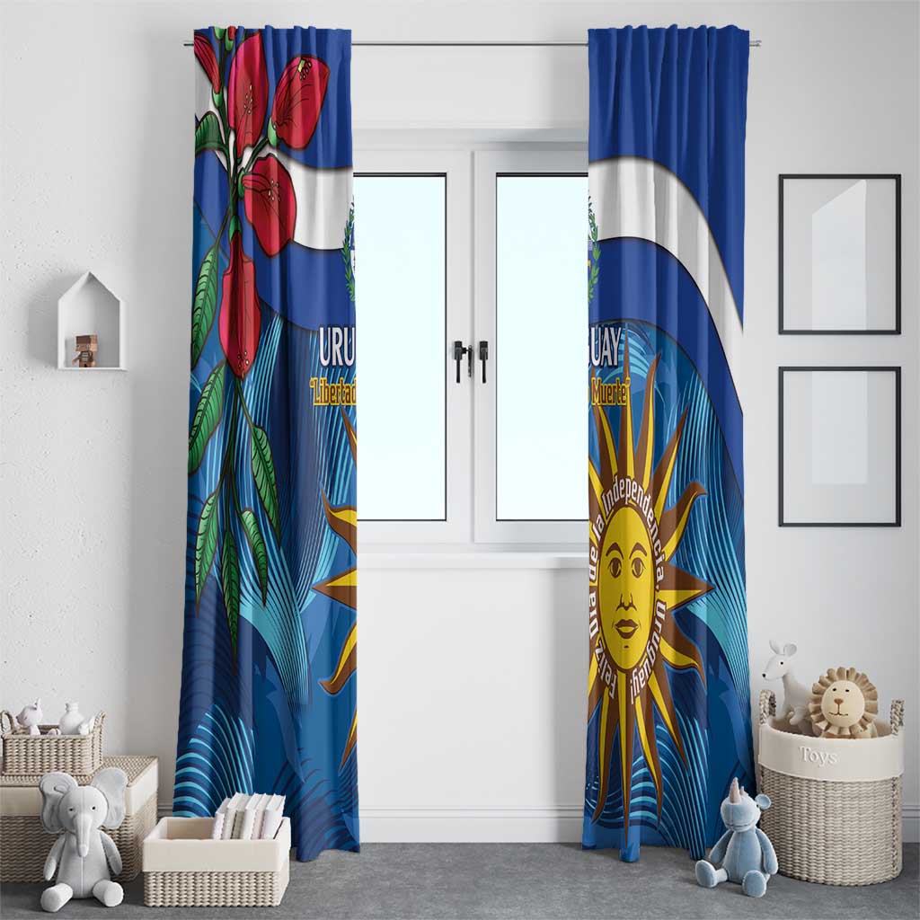 Uruguay Independence Day Window Curtain 25 De Agosto Coat Of Arms With Ceibo - Wonder Print Shop