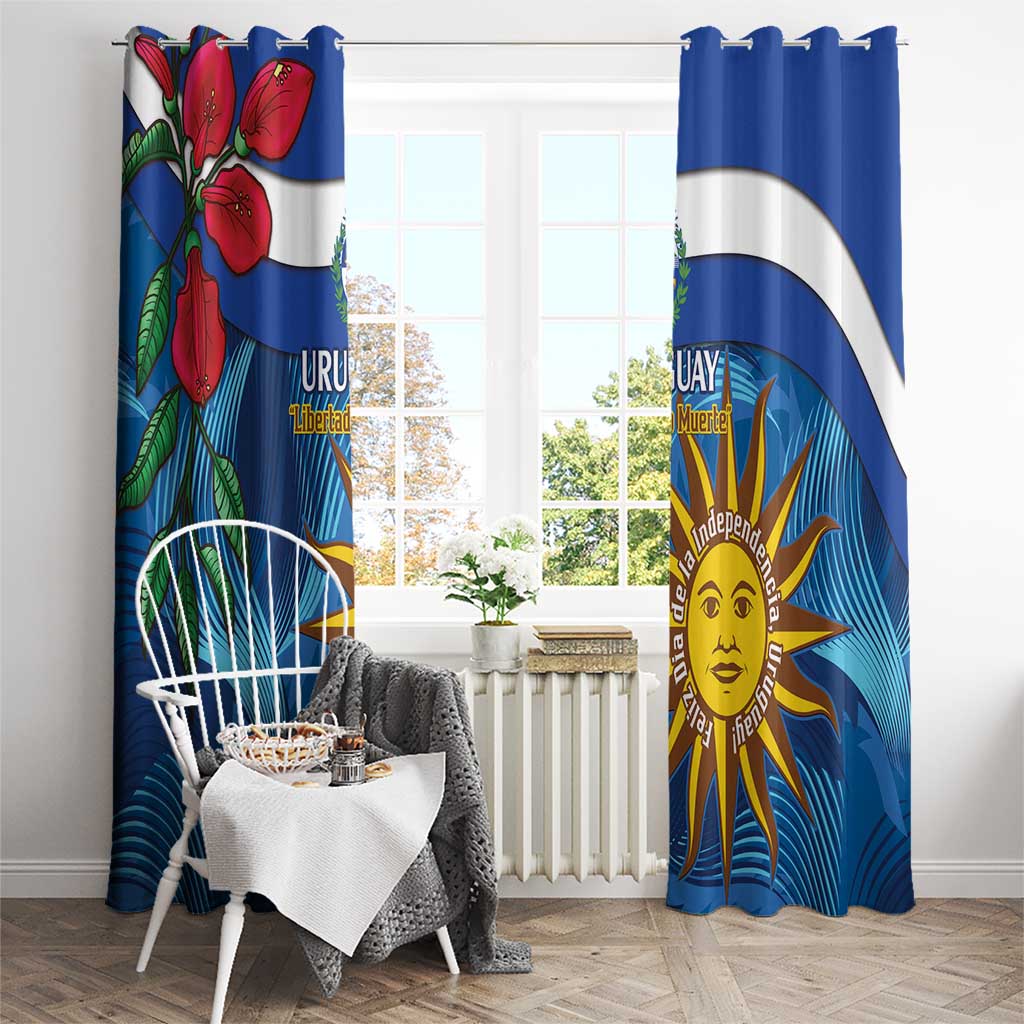 Uruguay Independence Day Window Curtain 25 De Agosto Coat Of Arms With Ceibo - Wonder Print Shop