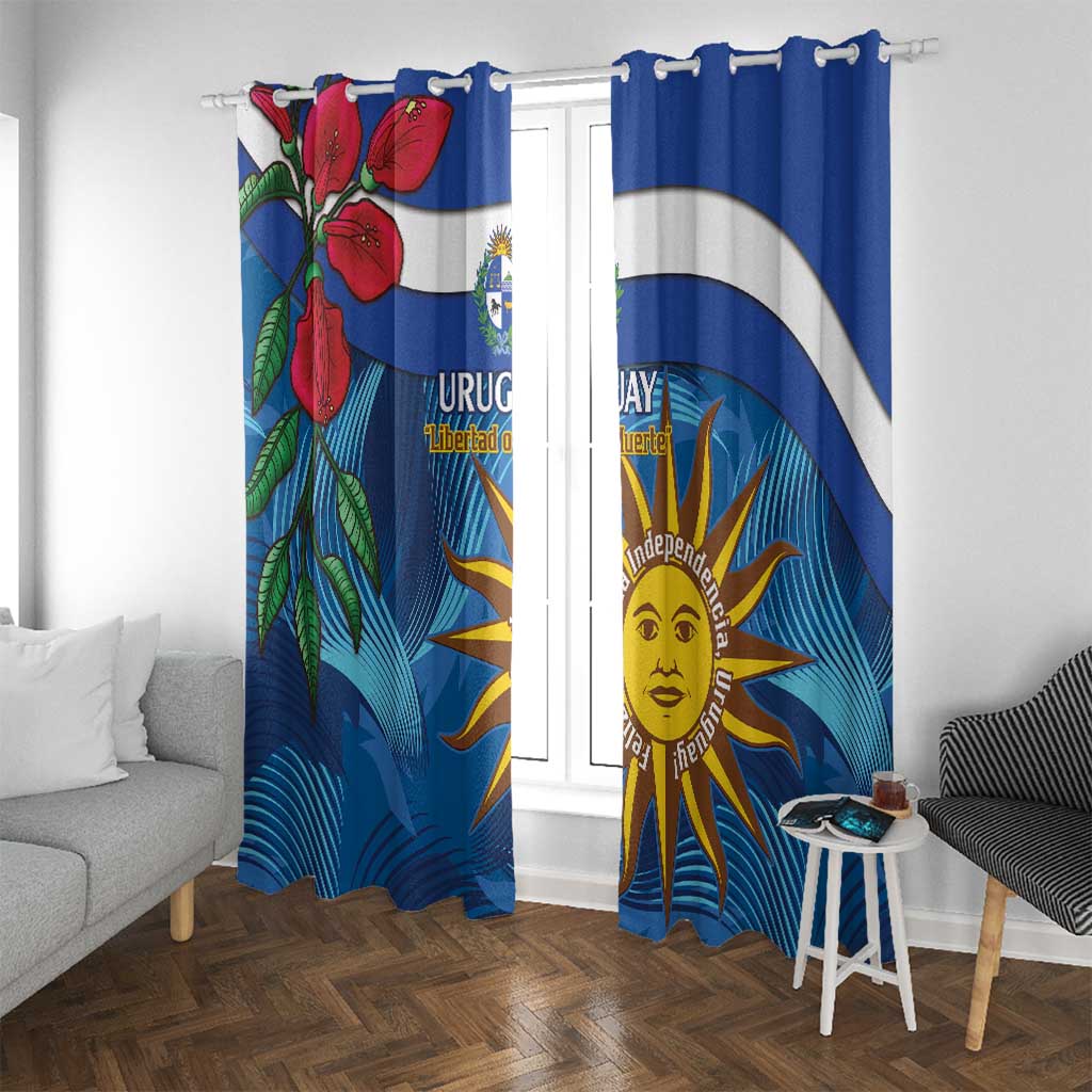 Uruguay Independence Day Window Curtain 25 De Agosto Coat Of Arms With Ceibo - Wonder Print Shop