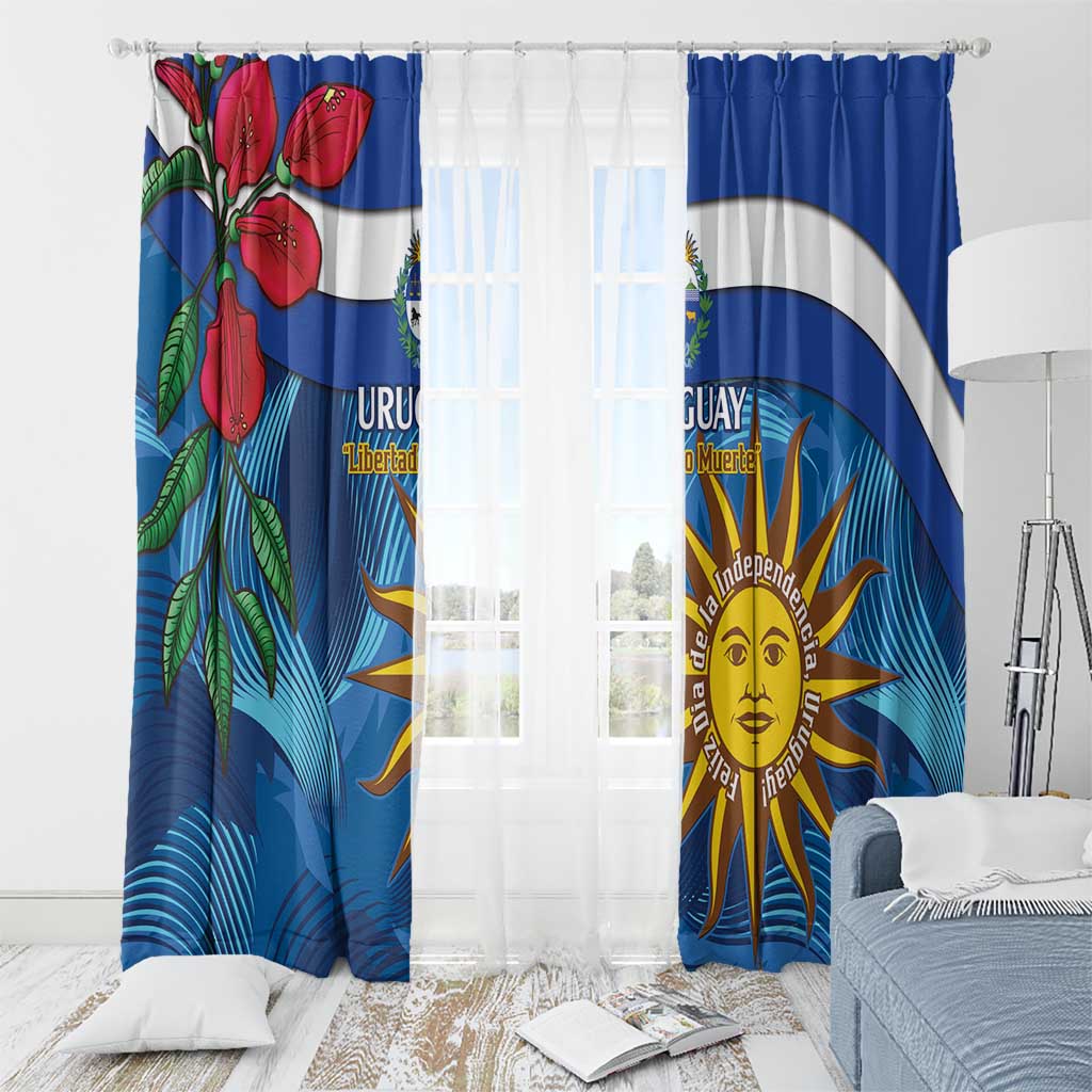 Uruguay Independence Day Window Curtain 25 De Agosto Coat Of Arms With Ceibo - Wonder Print Shop