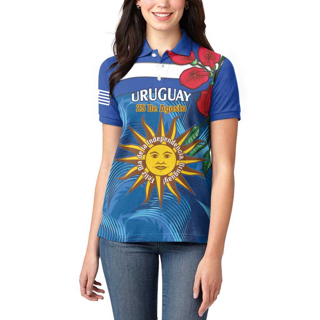 Uruguay Independence Day Women Polo Shirt 25 De Agosto Coat Of Arms With Ceibo - Wonder Print Shop