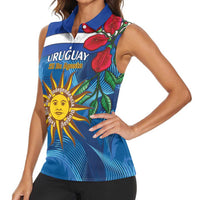Uruguay Independence Day Women Sleeveless Polo Shirt 25 De Agosto Coat Of Arms With Ceibo - Wonder Print Shop