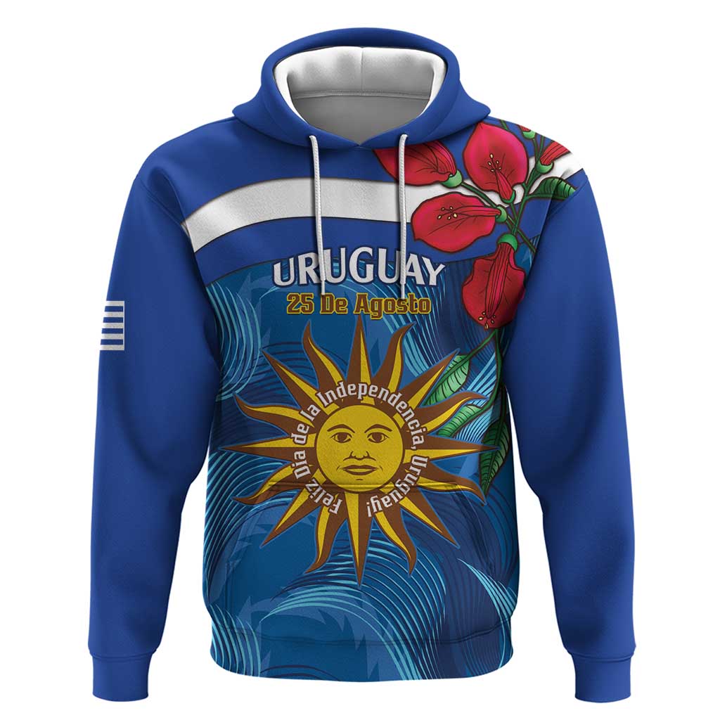 Uruguay Independence Day Zip Hoodie 25 De Agosto Coat Of Arms With Ceibo - Wonder Print Shop