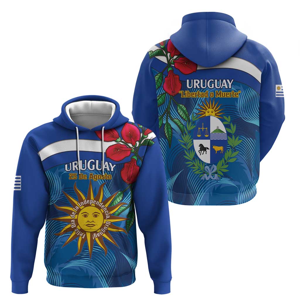 Uruguay Independence Day Zip Hoodie 25 De Agosto Coat Of Arms With Ceibo - Wonder Print Shop