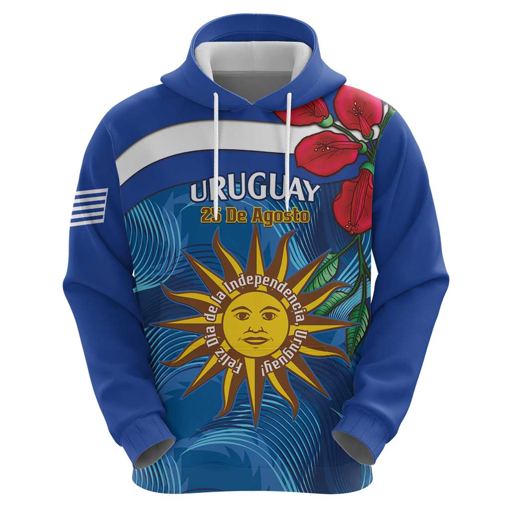 Uruguay Independence Day Zip Hoodie 25 De Agosto Coat Of Arms With Ceibo - Wonder Print Shop