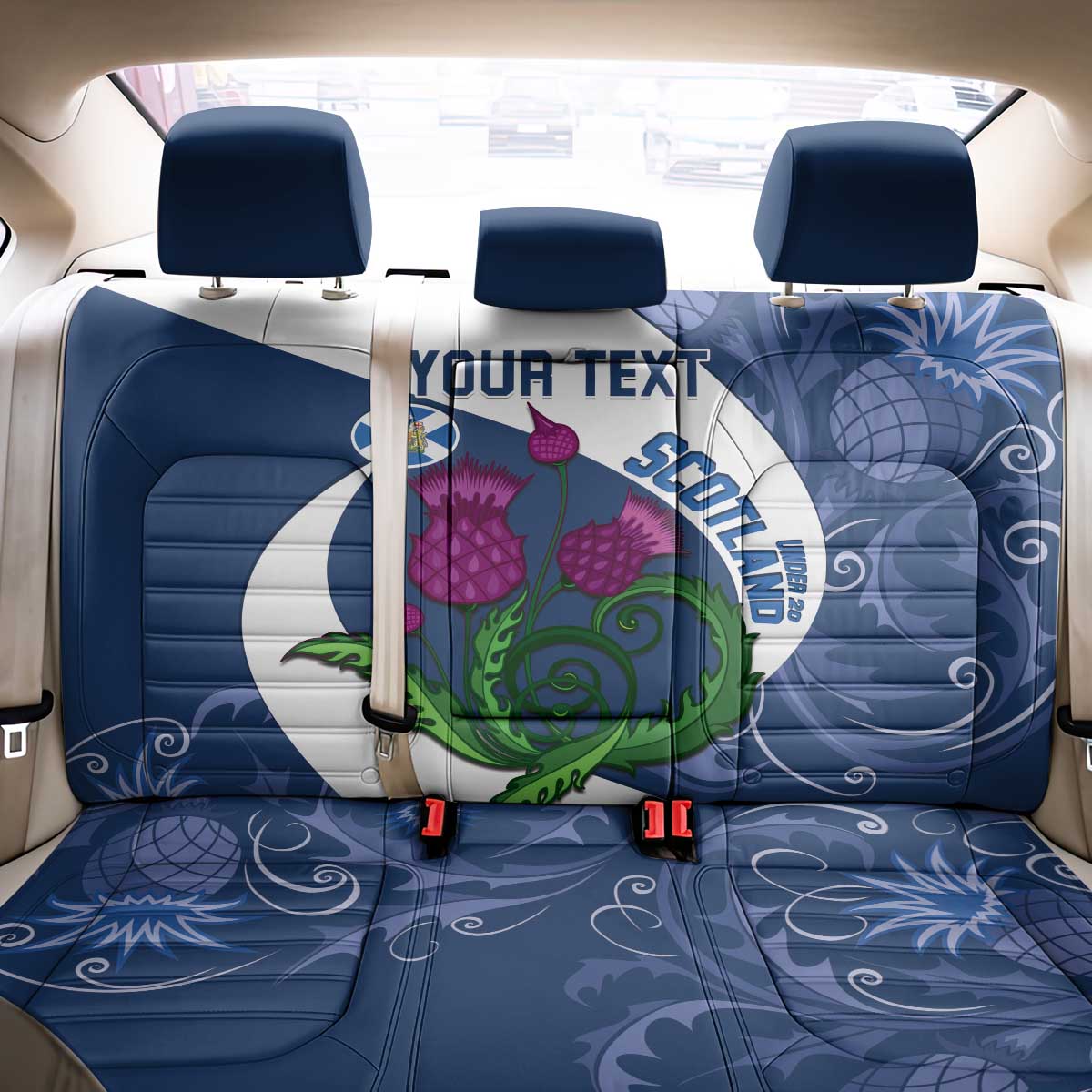 Custom Scotland Rugby Back Car Seat Cover 2024 Go Champions Scottish Thistles - Wonder Print Shop