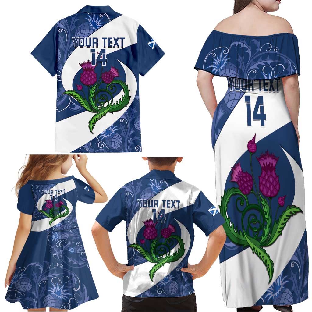 Custom Scotland Rugby Family Matching Off Shoulder Maxi Dress and Hawaiian Shirt 2024 Go Champions Scottish Thistles - Wonder Print Shop