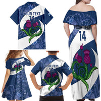 Custom Scotland Rugby Family Matching Off Shoulder Maxi Dress and Hawaiian Shirt 2024 Go Champions Scottish Thistles - Wonder Print Shop