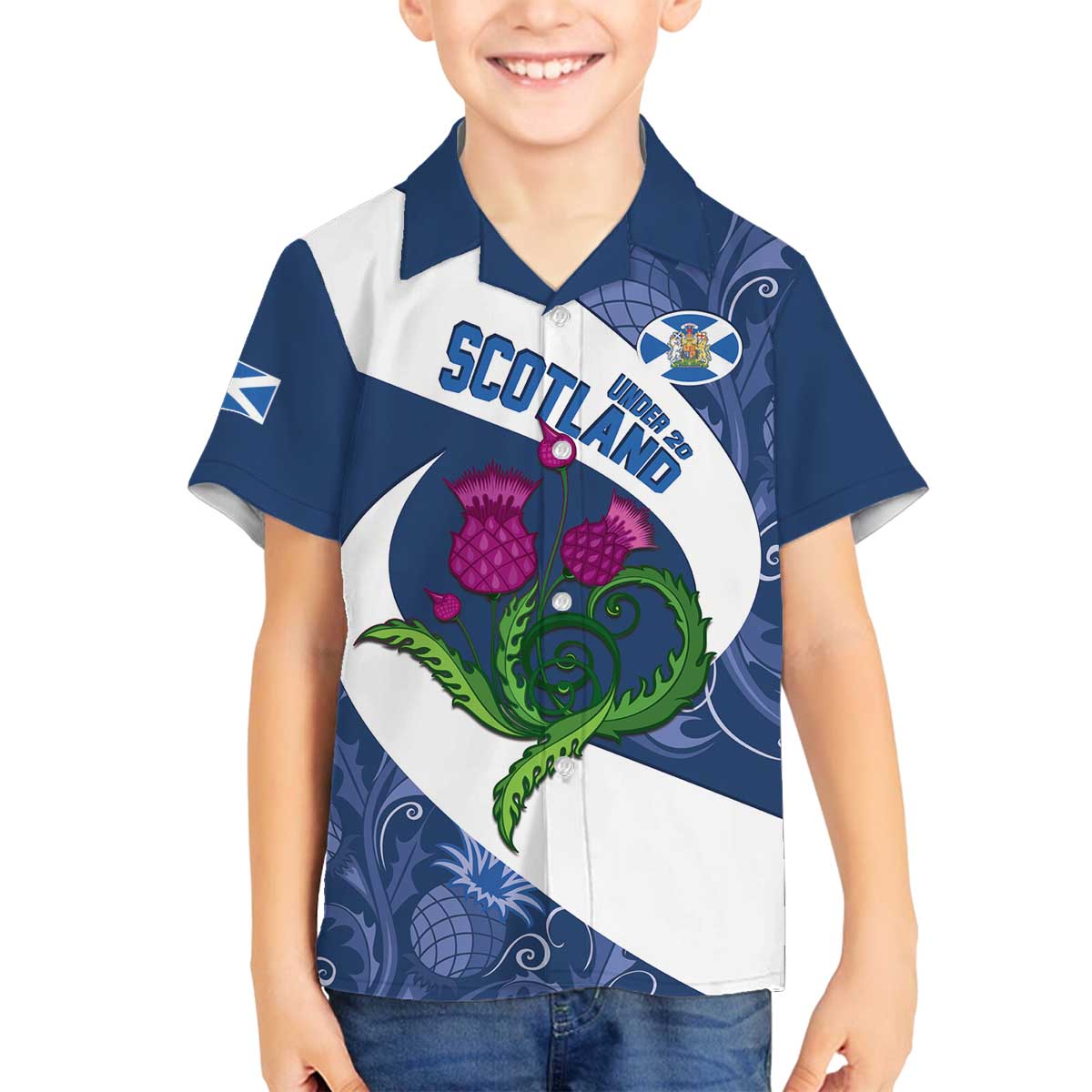 Custom Scotland Rugby Family Matching Off Shoulder Short Dress and Hawaiian Shirt 2024 Go Champions Scottish Thistles - Wonder Print Shop