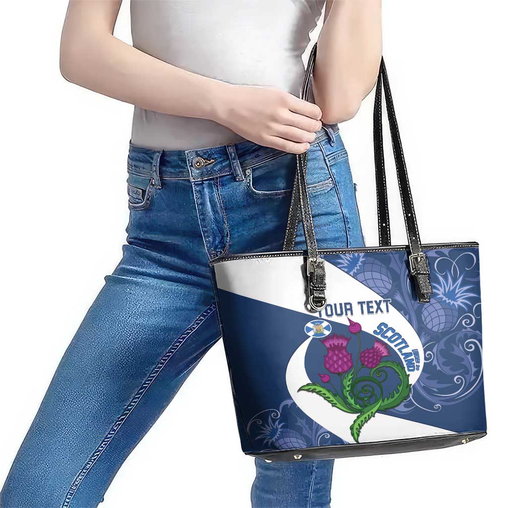 Custom Scotland Rugby Leather Tote Bag 2024 Go Champions Scottish Thistles - Wonder Print Shop