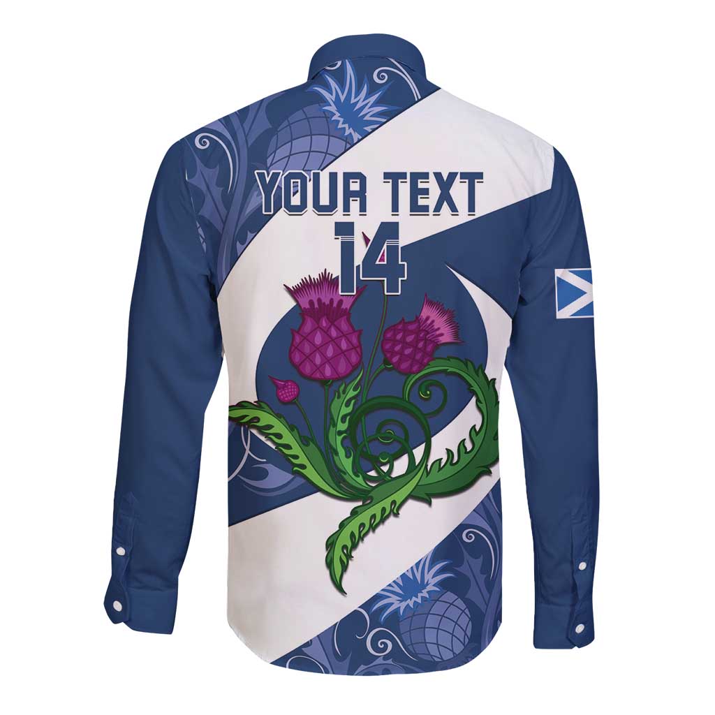 Custom Scotland Rugby Long Sleeve Button Shirt 2024 Go Champions Scottish Thistles - Wonder Print Shop