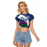 Custom Scotland Rugby Raglan Cropped T Shirt 2024 Go Champions Scottish Thistles - Wonder Print Shop