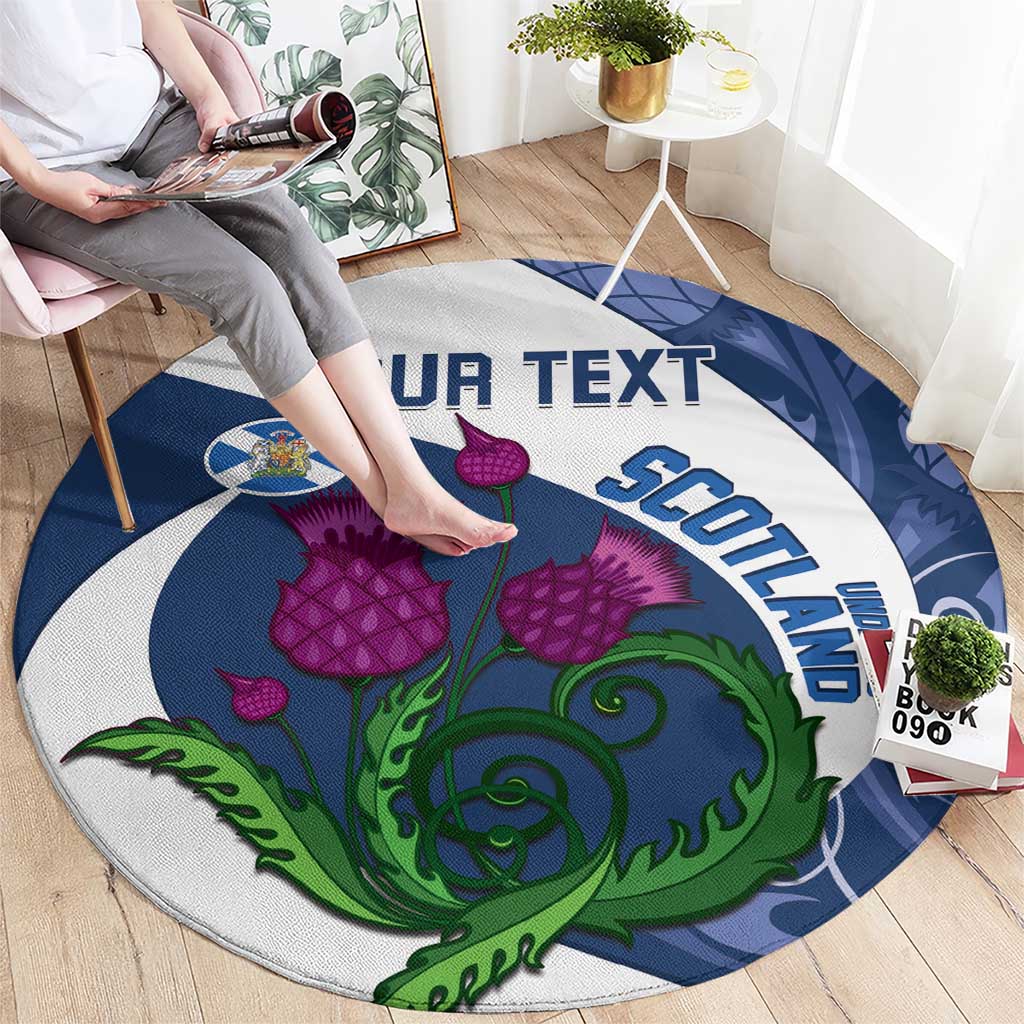 Custom Scotland Rugby Round Carpet 2024 Go Champions Scottish Thistles
