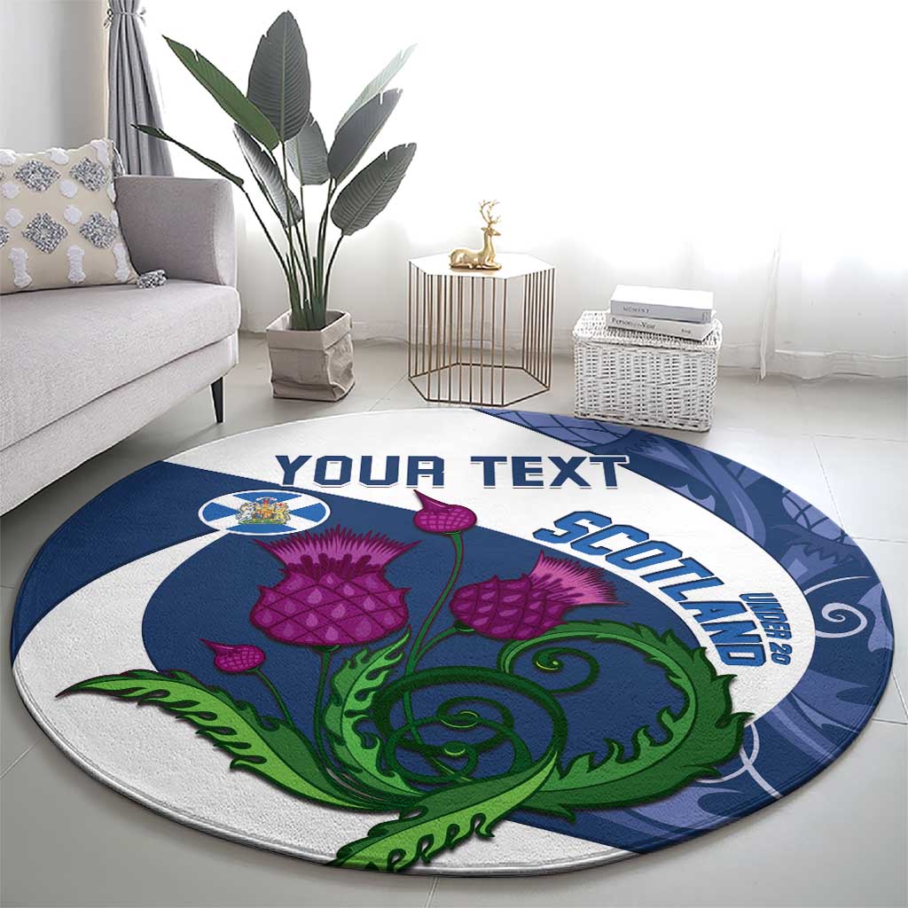 Custom Scotland Rugby Round Carpet 2024 Go Champions Scottish Thistles