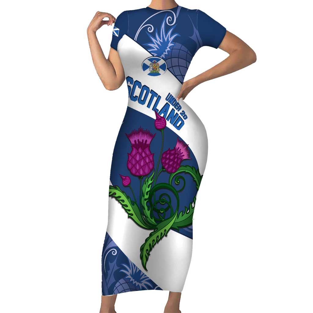 Custom Scotland Rugby Short Sleeve Bodycon Dress 2024 Go Champions Scottish Thistles - Wonder Print Shop
